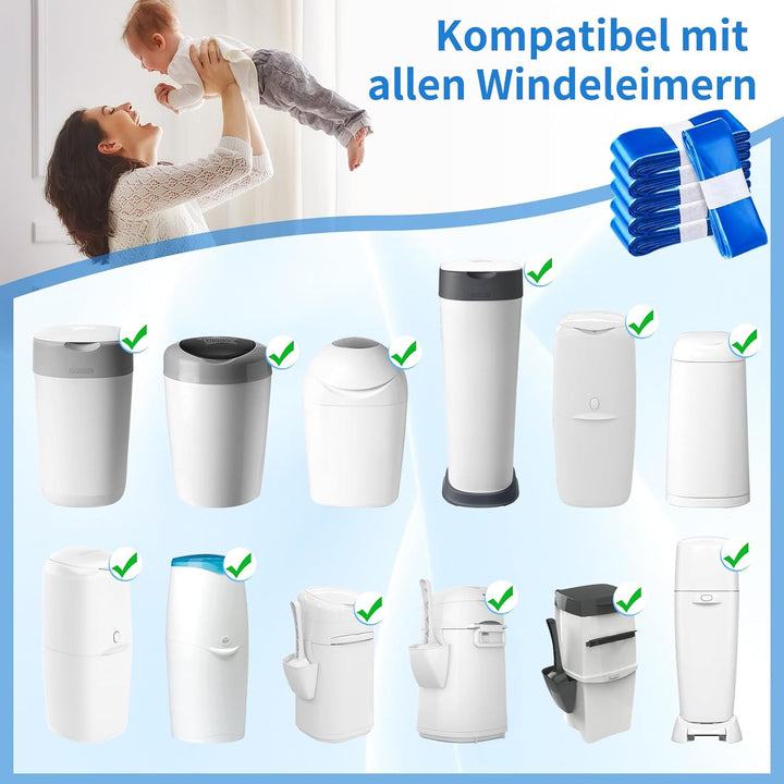 Windeleimer Nachfüllkassetten 16 Stück Nachfüllbeutel Verbesserte Geruchsresistenz und Haltbarkeit K