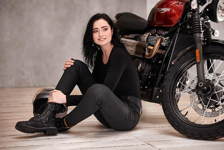 SHIMA THOMSON Motorradsteifel Herren - Verstärkte Leder Motorradschuhe mit Seitlichem Reissverschlus