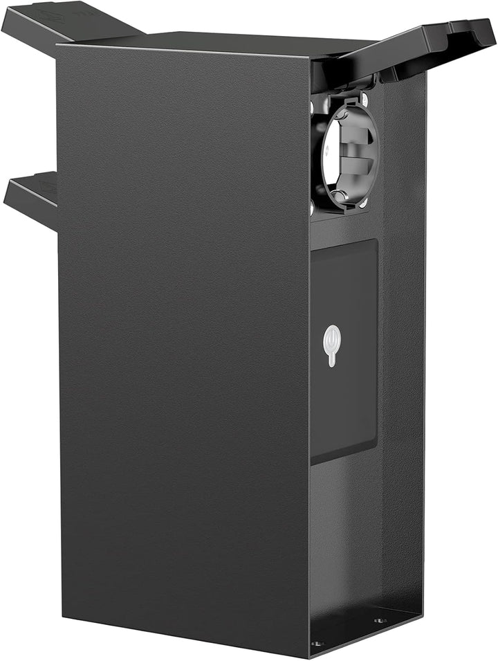 ledscom.de Garten Steckdosensäule POMI, Outdoor, IP44, Smart Home, WLAN, Alexa, 3-fach, schwarz, eck