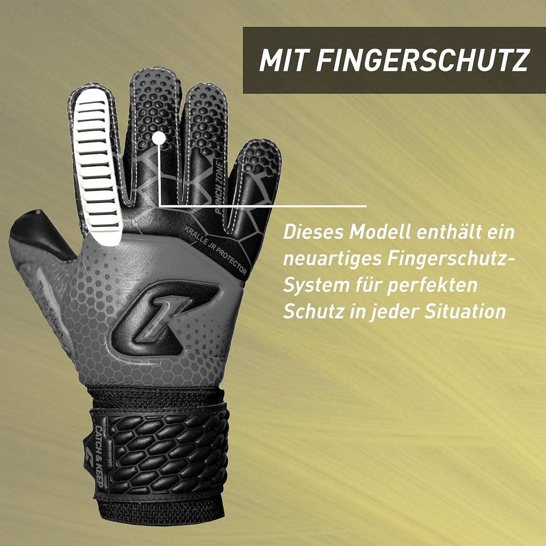 CATCH & KEEP® Protector – Fingerschutz Kinder Torwarthandschuhe - Premium Torhüterhandschuhe für Kin