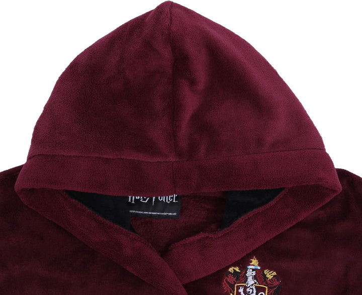 HARRY POTTER Hogwarts Bademantel/Morgenmantel, burgunderrot, für Herren S-M Rot, S-M Rot