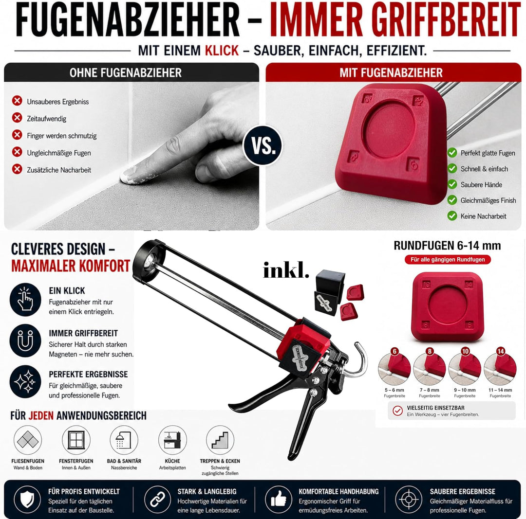 Profi Kartuschenpresse für Silikon &amp; Acryl 280–310 ml | 17 kg Auspresskraft • Matt Schwarz • Für Sil