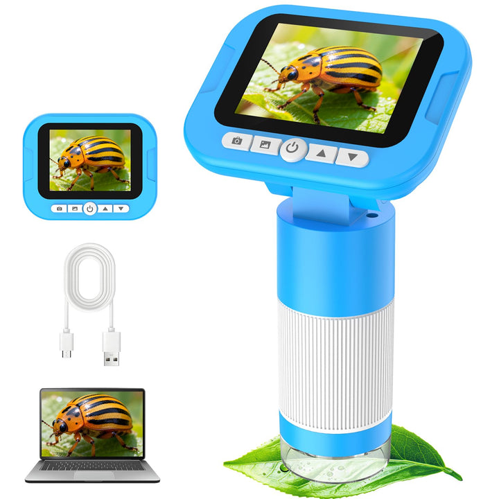 FINIBO Digitales Mikroskop für Kinder 1000X, 2,4″ Bildschirm, Kindermikroskop zum Lernen & Entdecken
