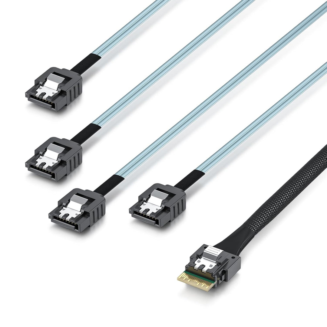 10Gtek SFF-8654 4i to 8x SATA, SlimSAS 38pin Host/RAID to SATA Target HD, 1m(3.3ft) 8654 - 4xSATA 1M