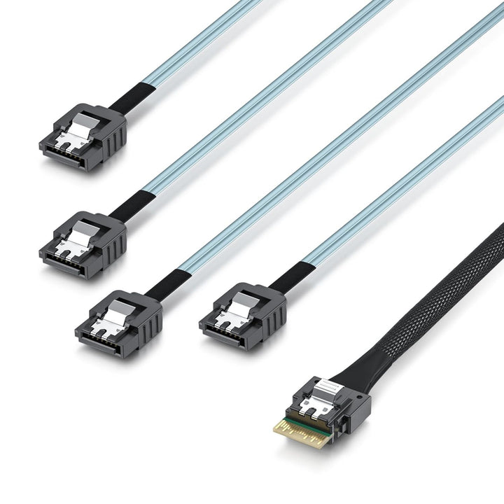 10Gtek SFF-8654 4i to 8x SATA, SlimSAS 38pin Host/RAID to SATA Target HD, 1m(3.3ft) 8654 - 4xSATA 1M