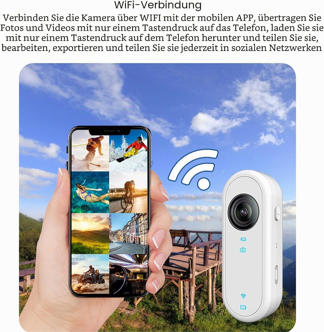 WiFi-Vlogging-Kamera 1080P, Freisprech-POVs, Action-Kamera, EIS-Stabilisierung, Magnetische Halterun