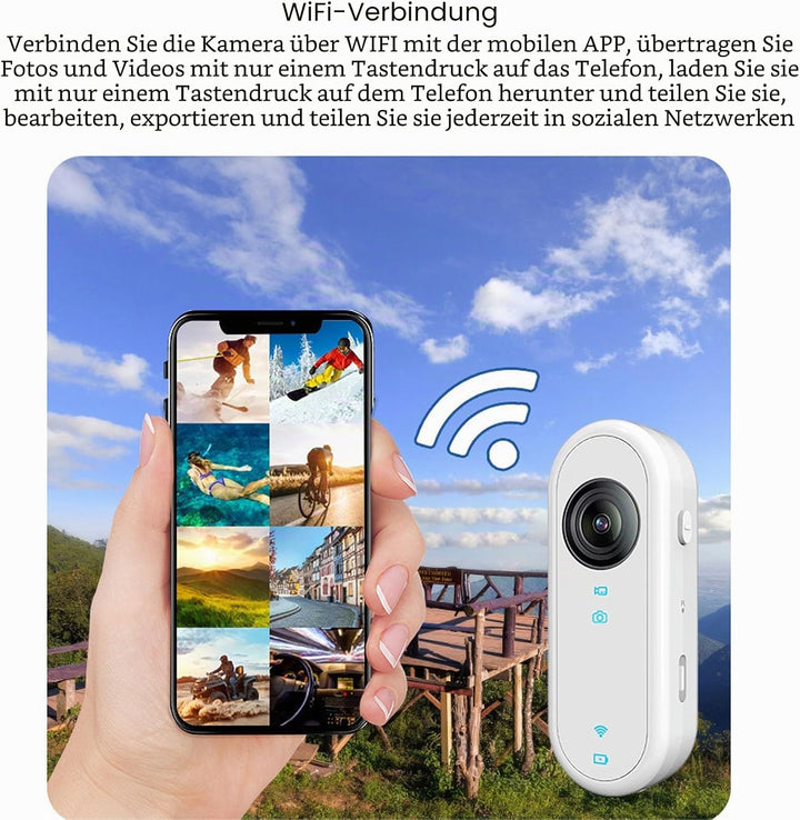 WiFi-Vlogging-Kamera 1080P, Freisprech-POVs, Action-Kamera, EIS-Stabilisierung, Magnetische Halterun