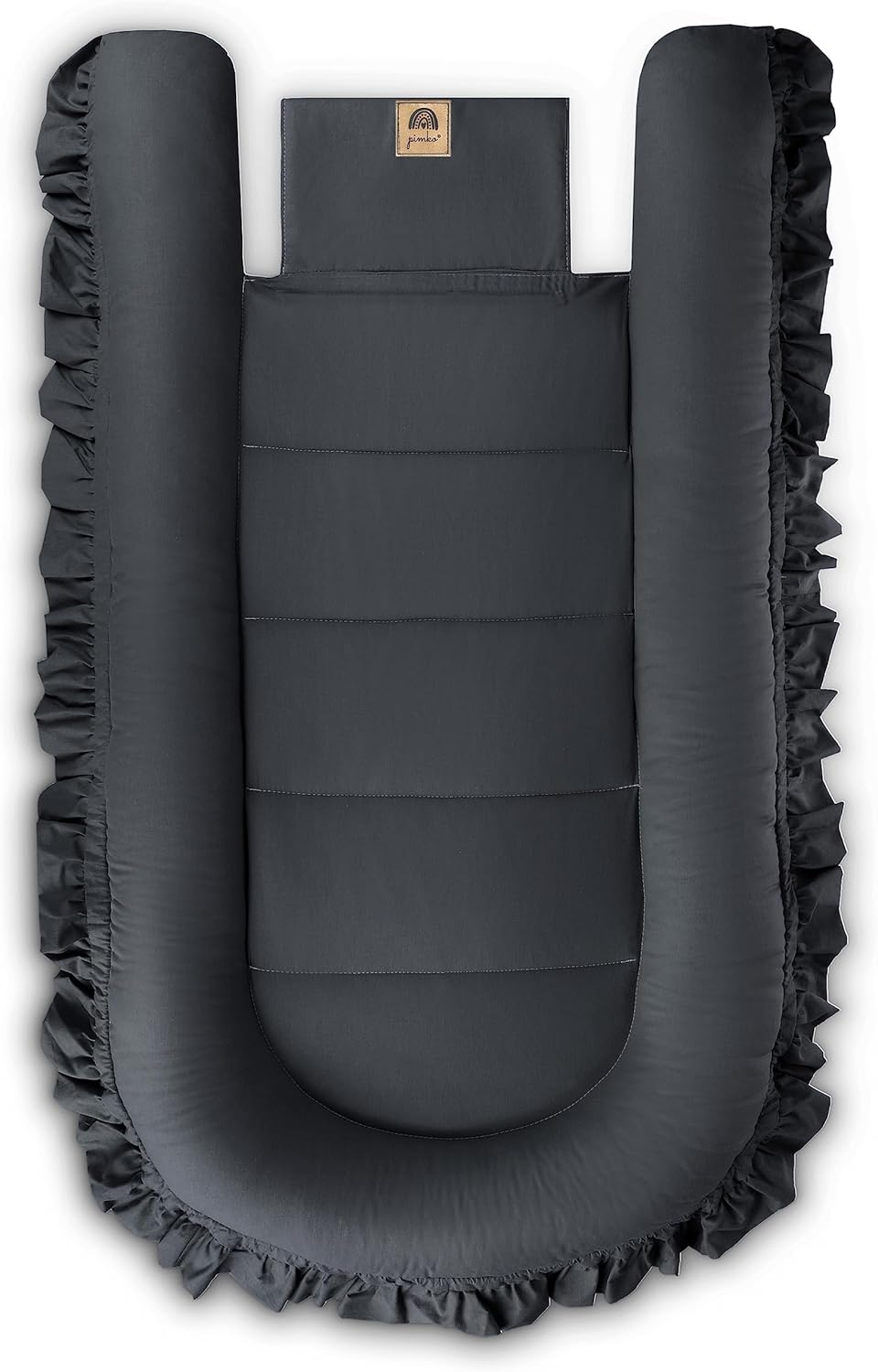 PIMKO Babynest mit rüschen Babynestchen für Baby Kuschelnest Babykokon für Säuglinge und Neugeborene