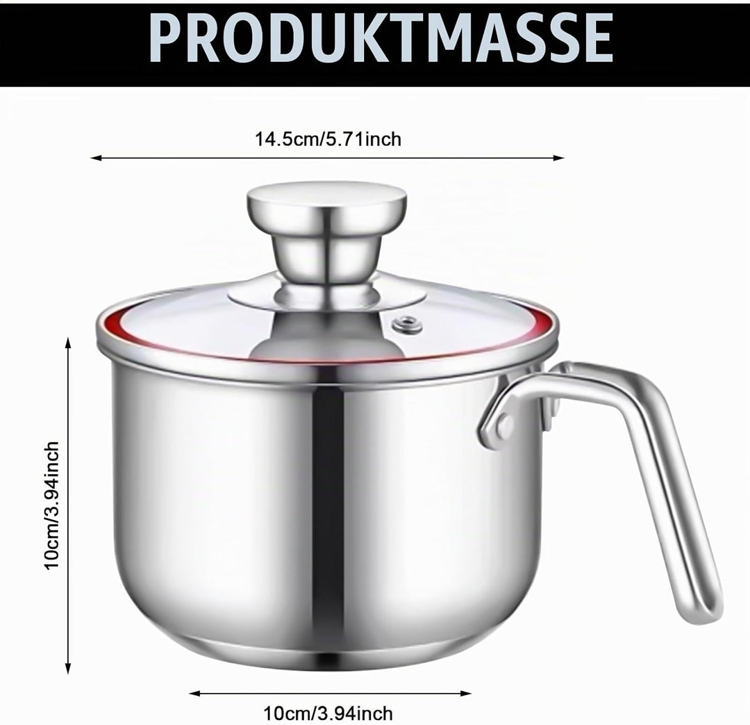 Induktions Milchtopf Edelstahl: Mini Milchtopf 14cm, Baby Nahrung Zubereitung für Milch &amp; Brei (304