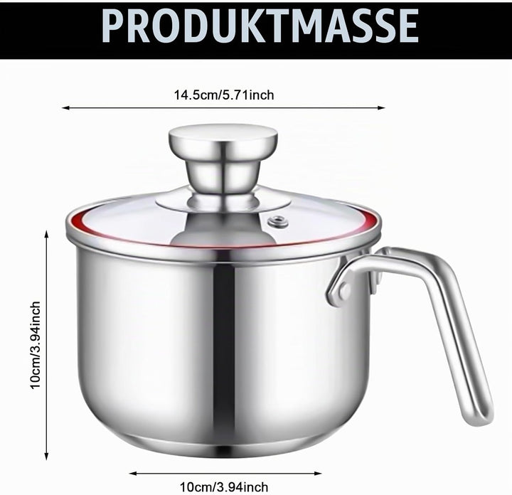 Induktions Milchtopf Edelstahl: Mini Milchtopf 14cm, Baby Nahrung Zubereitung für Milch &amp; Brei (304