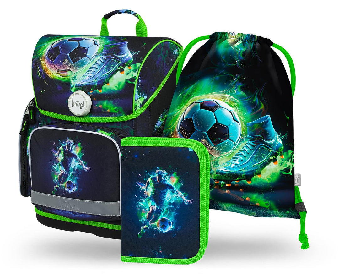 Baagl Schulranzen Jungen Mädchen Set 3 Teilig, Ergo Schultasche für 1. Klasse, Ergonomische Grundsch