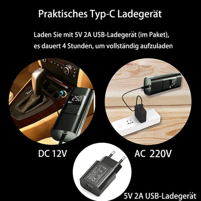 Tragbarer Luftkompressor Mini Reifenpumpe 12V 6000mAh Wiederaufladbarer Elektrischer Kompressor Fahr