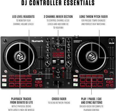 Numark DJ Komplettset - Mixtrack Pro FX 2 Deck Dj-Controller für Serato + HF125 professioneller Kopf