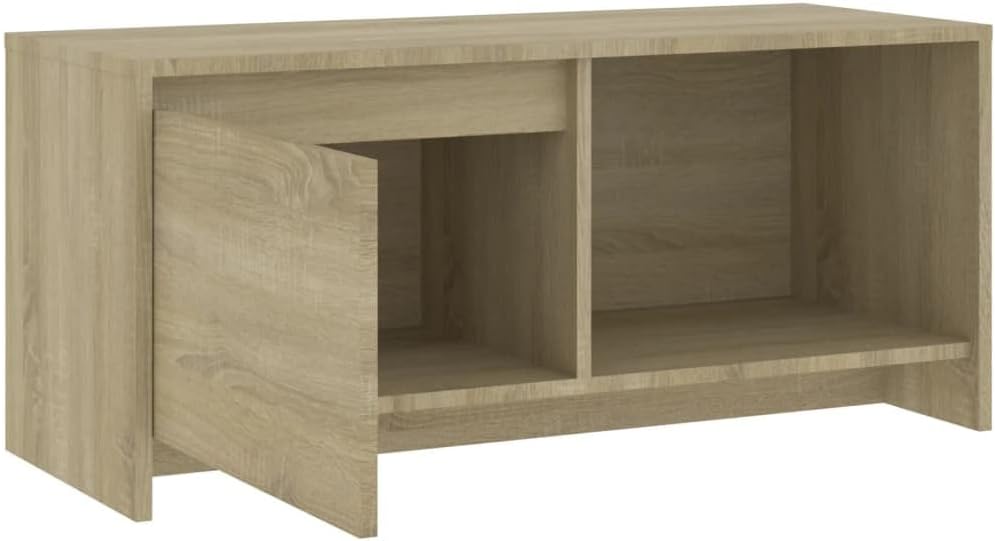 homiuse TV Board Sonoma-Eiche 90x35x40 cm Holzwerkstoff Fernsehschrank Fernsehtisch TV Lowboard TV K
