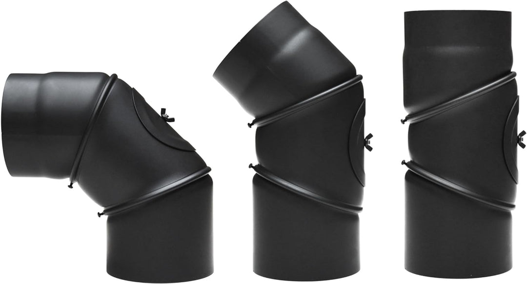 raik SH031-130-sw Raik Rauchrohrbogen/Ofenrohr 130mm - 0° - 90° mit Reinigungsöffnung