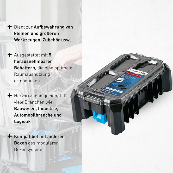 Högert Technik - Hoher Werkzeug-Organizer HTM, 5 Funktionelle Tassen, Metallscharniere, Resistent Ge