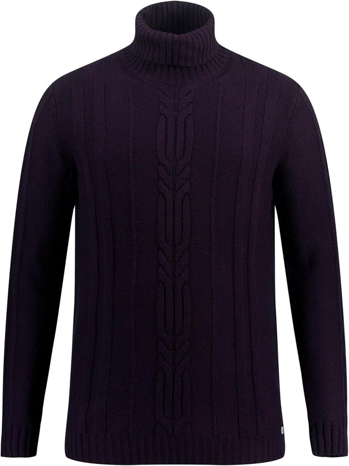 JP 1880 Herren Rollkragen, Wollmix, Vorne Zopfmuster Pullover 4XL Grosse Grössen Schwarze Johannissb