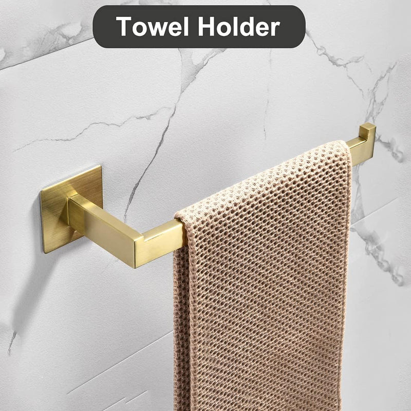 WOMAO Toilettenrollenhalter Set Gold, Ohne Bohren Handtuchhalter Selbstklebend Kleiderhaken Gebürste
