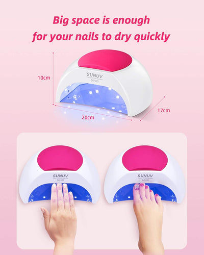 SUNUV SUN2C Nageltrockner UV LED Nagellampe für Gelnägel, 10, 30, 60, 90s Timer, Automatischer Infra