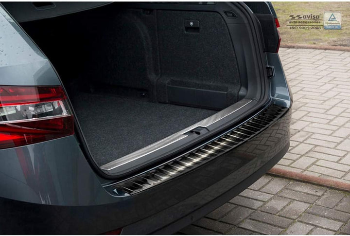 Schwarz Edelstahl Heckstossstangenschutz kompatibel mit Skoda Superb III Combi 2015-2019 & Facelift