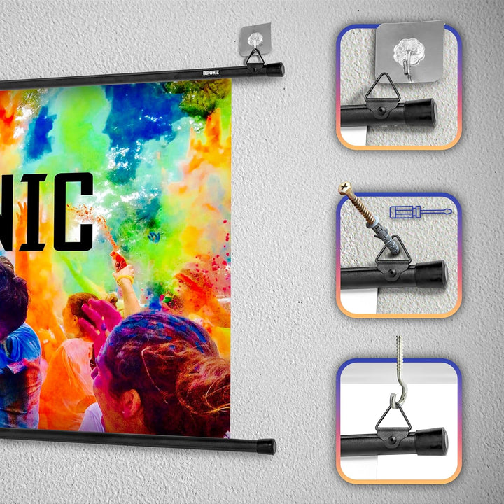 Duronic BPS50 16:9 Projektorleinwand, Beamerleinwand 50 Zoll, Heimkino mit 4K Full HD 3D, Rolloleinw