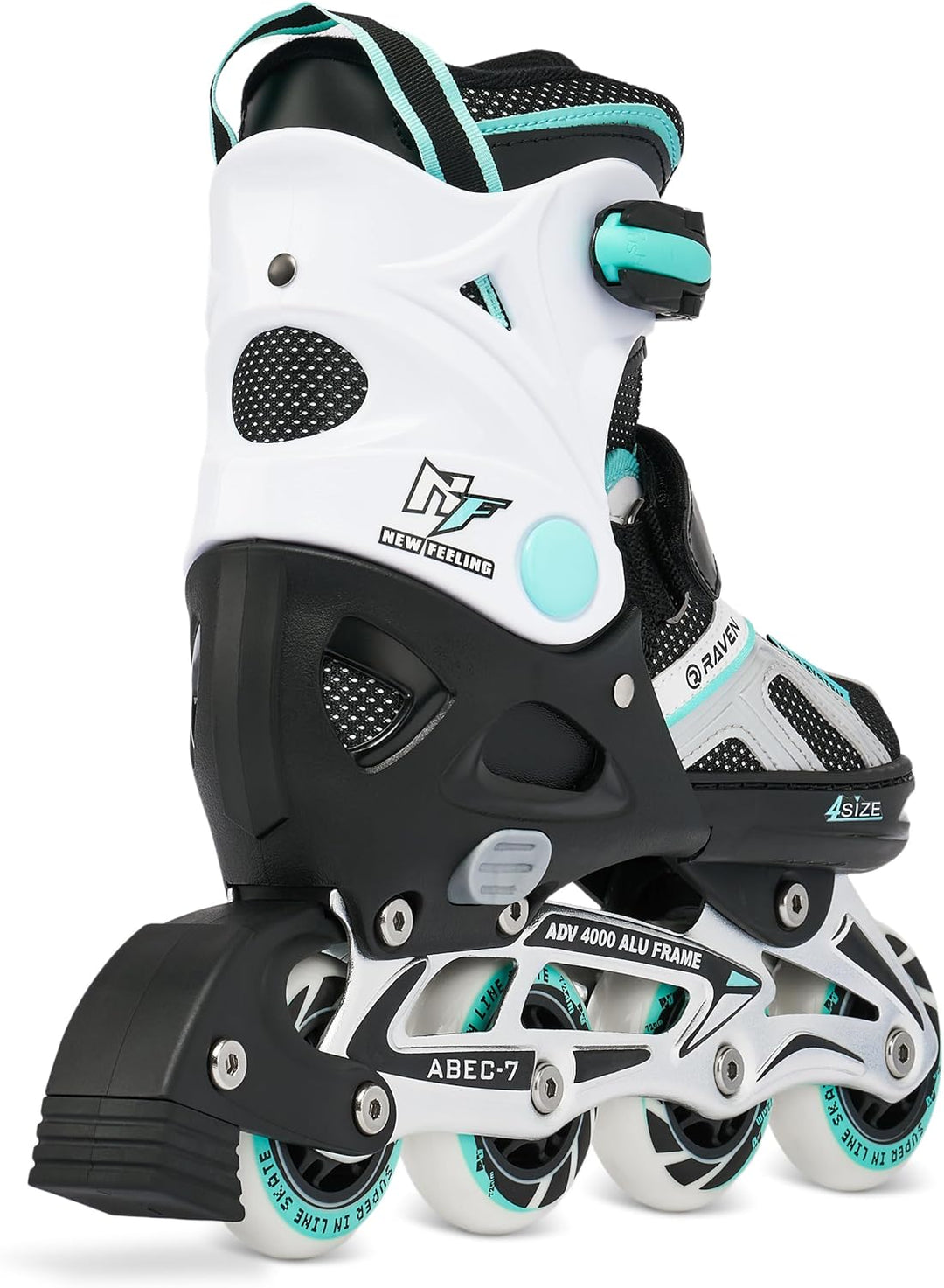 Raven Pulse Black/Mint 2in1 Verstellbare Schlittschuhe und Inline Skates - Inliner für Kinder und Er