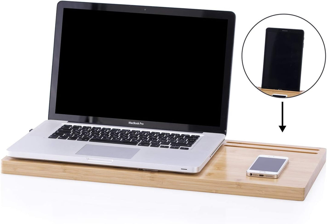 Homede Laptopunterlage 57,5 x 29,5 x 3 cm Laptopständer Knietablett Laptoptisch Luftlöcher Bambus Mi
