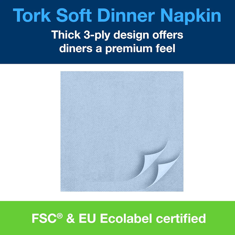 Tork 477913 Soft Dinnerserviette Hellblau / Papierservietten 3 lagig / Ideale Qualität und Grösse fü