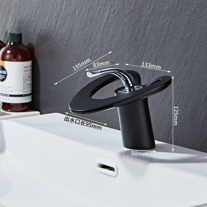 Wasserfall Waschtischarmaturen Badezimmer Mischbatterie Spültischarmatur Schwarz Einhebel Heiss und