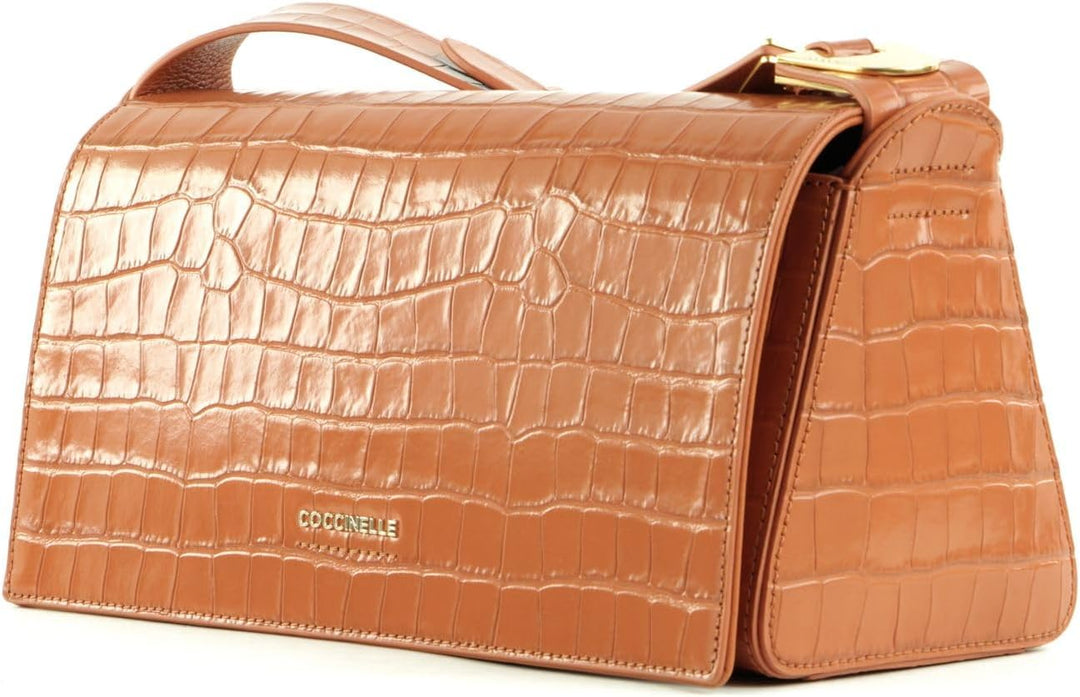 Coccinelle Josephine Croco Shoulder Bag Chestnut