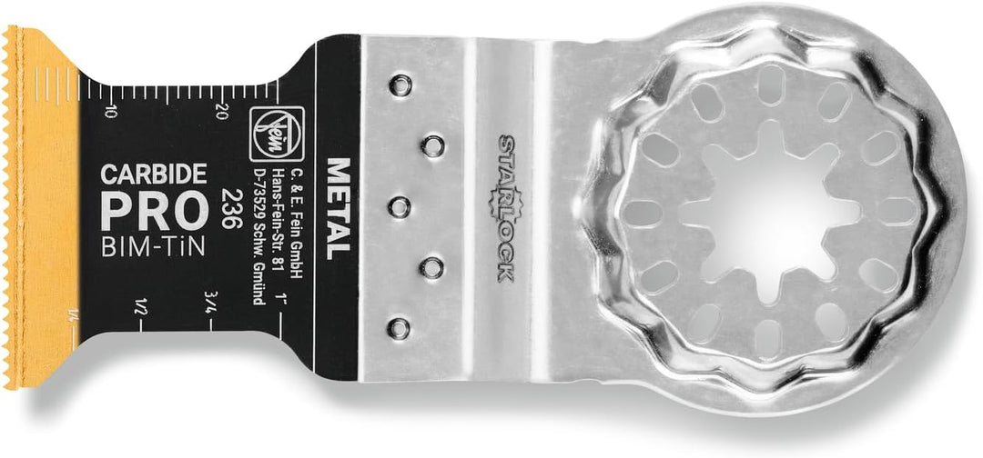 FEIN E-Cut Carbide Pro Sägeblatt , Ve. 3 St., Breite 32 mm, Länge 40 mm, Aufnahme Starlock, TiN-besc