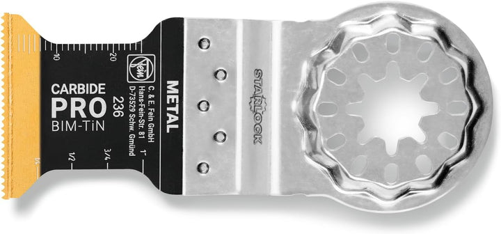 FEIN E-Cut Carbide Pro Sägeblatt , Ve. 3 St., Breite 32 mm, Länge 40 mm, Aufnahme Starlock, TiN-besc
