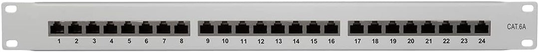 LogiLink Professional PrimeLine Cat.6A (500 MHz) Patchpanel grau, 19", STP (geschirmt) 24-Port (RJ45