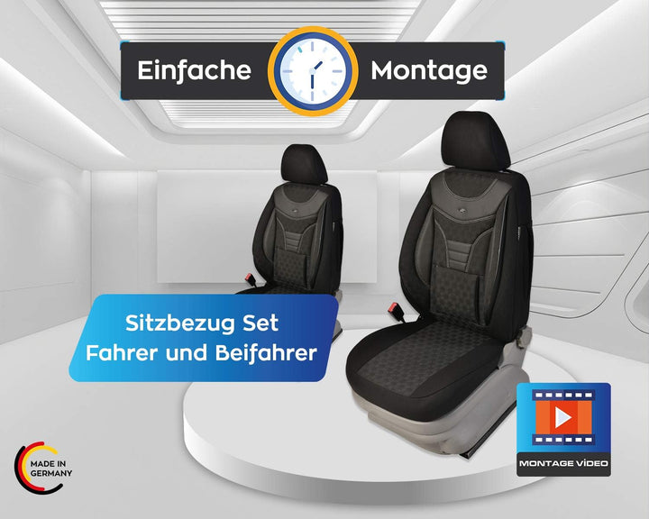 BREMER SITZBEZÜGE Mass Sitzbezüge kompatibel mit FIAT Panda Typ 169 Fahrer & Beifahrer ab 2003-2012