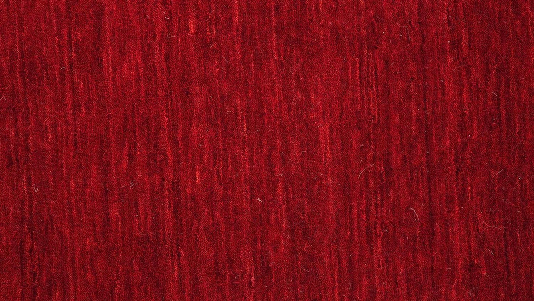 RUG PRINCE Wollteppich Gabbeh Uni 80x200 Handgewebt Läufer Rot Einfarbig Handarbeit Zimmer, Rot 80x2