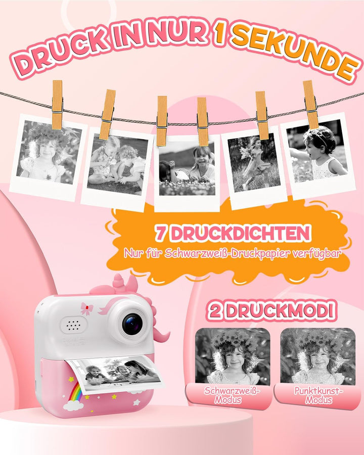 Sofortbildkamera Kinder, 48MP Kinderkamera 1080P HD 2,4 Zoll Bildschirm Digitalkamera mit 32GB Karte
