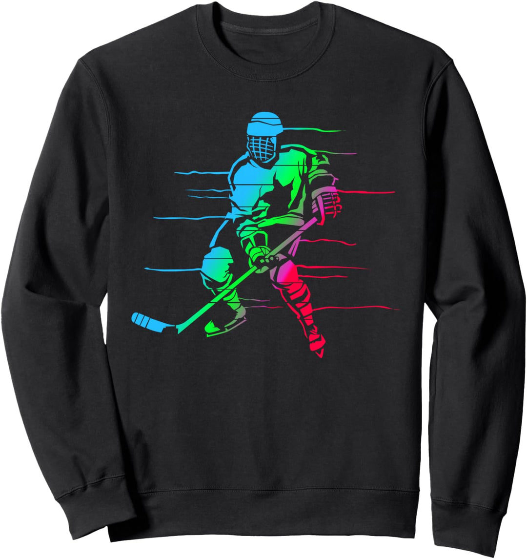 Eishockeyspieler, buntes Design, Hobby-Eishalle Sweatshirt