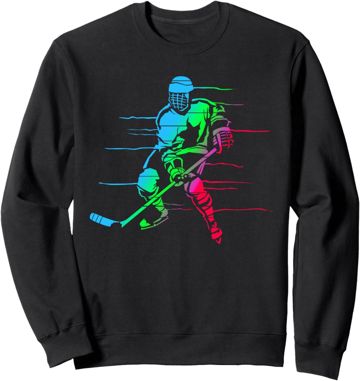 Eishockeyspieler, buntes Design, Hobby-Eishalle Sweatshirt