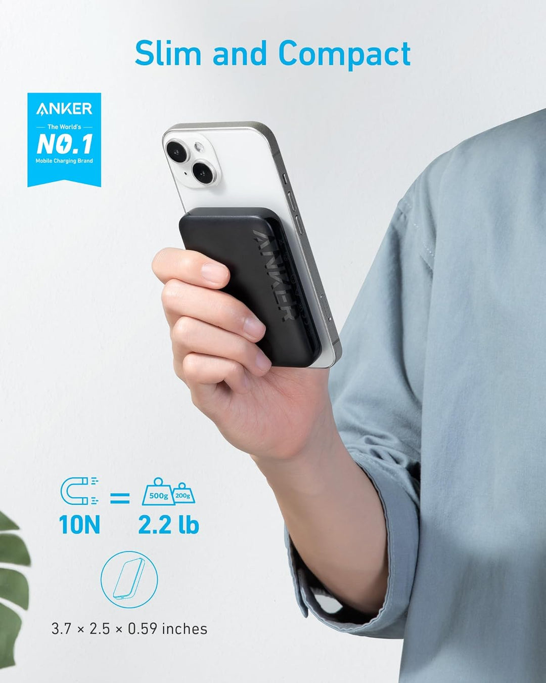 Anker 321 Magnetic Battery (PowerCore Magnetic 5K) 5000mAh Magnetische kabellose Powerbank, Kompatib