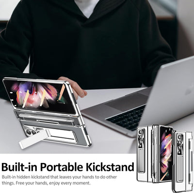 Miimall Handyhülle Kompatibel mit Samsung Galaxy Z Fold 3 Hülle mit S Pen, Transparent PC Schutzhüll