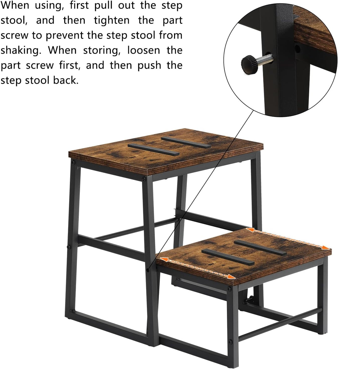LIANTRAL 2 in 1 Tritthocker für Erwachsene Kinder, 2 Stufen hölzerner Hocker mit 160 kg Tragkraft, M