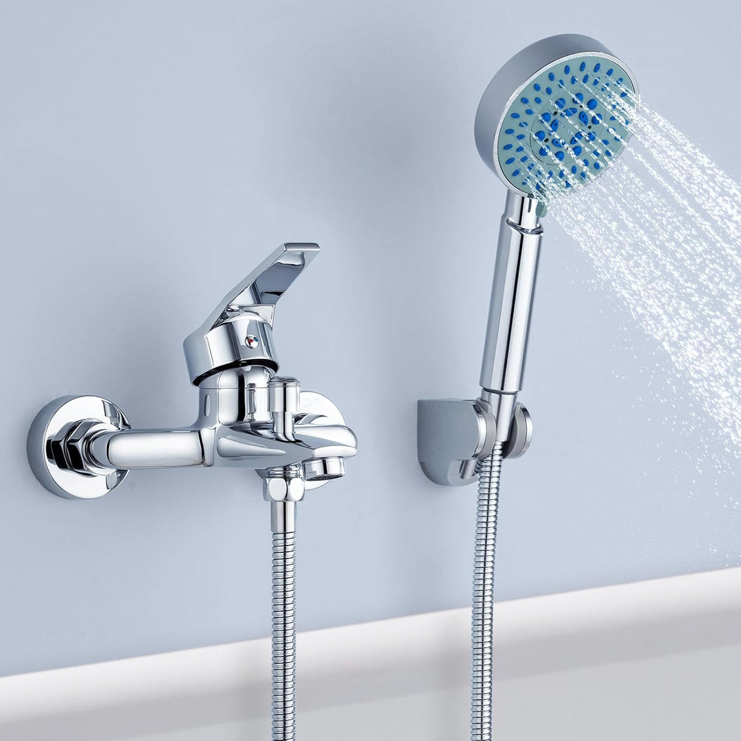 Auralum Badewannenarmatur mit Handbrause, Klassisch Badewannen Amaturen Set mit 5 Funktionen für Bad