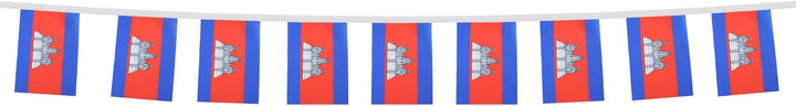 AZ FLAG FAHNENKETTE KAMBODSCHA 12 Meter mit 20 flaggen 45x30cm- KAMBODSCHANISCHE Girlande Flaggenket