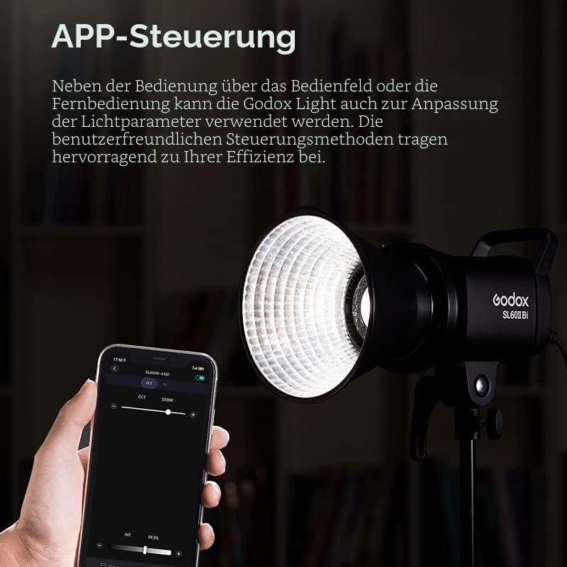 Godox SL-60W LED Continuous Light - 5600±300K Recording Photography Wireless Brightness Adjustable 4