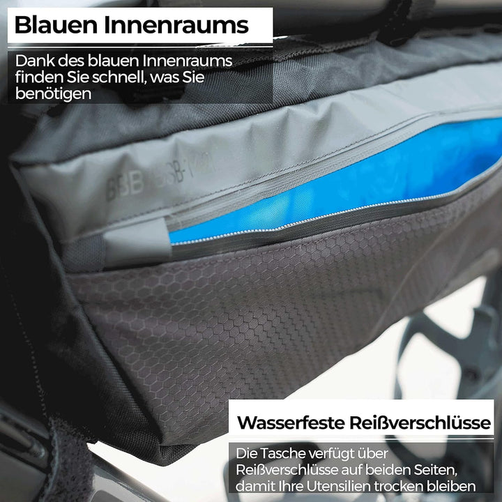 Middle Mate Bsb-142 Fahrradrahmentasche, 3 l, wasserdicht, verstellbar, für Rennräder, Mountainbikes