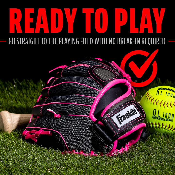 Franklin Sports Windmühle Serie Leichte Softball Handschuh, 27,9 cm für Rechtshänder Pink/Grau, für