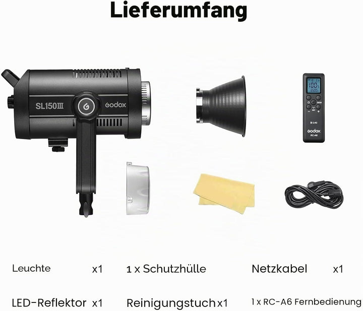 GODOX SL150III LED VideoLeuchte,SL150W Bowens-Mount Tageslicht-ausgeglichene kontinuierliche Beleuch