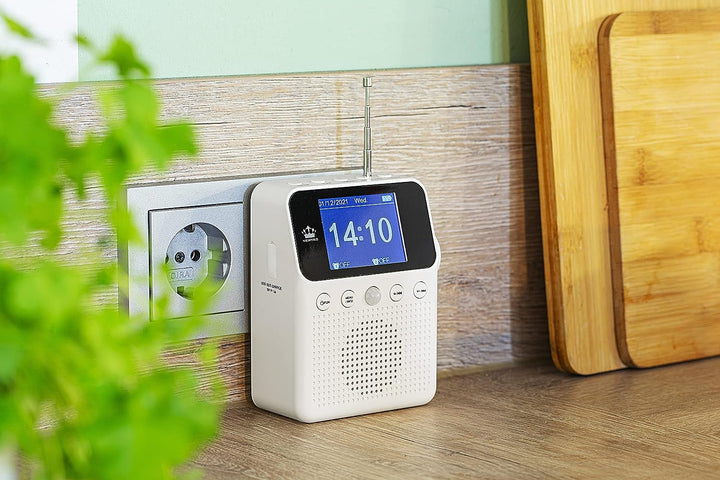 NEWTRO DAB STECKDOSENRADIO Color MIT BEWEGUNGSMELDER INKL. AKKU, portables Radio, ideales Badradio m