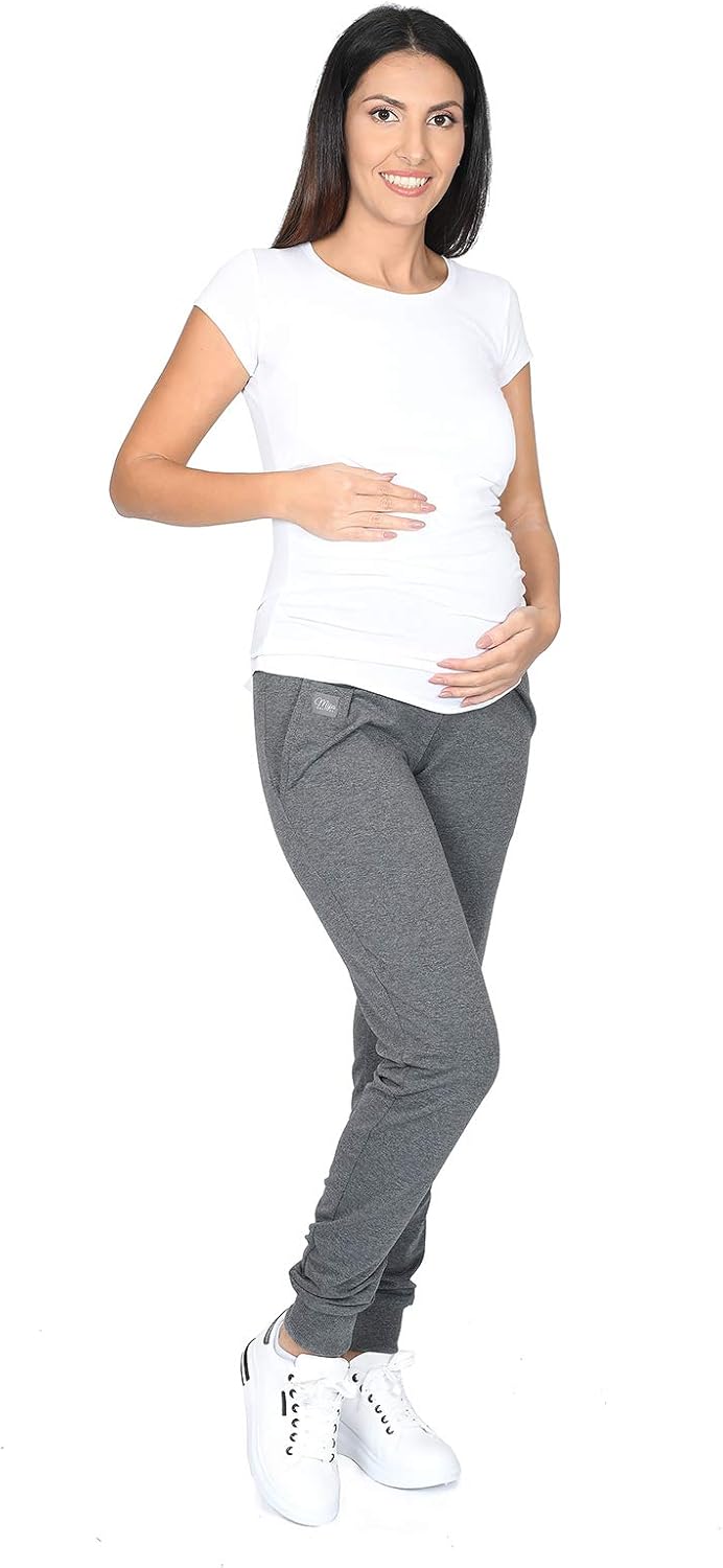 Casual Schwangerschaftshose Umstandshose mit Bauch-Panel Coco M003, S Graphite
