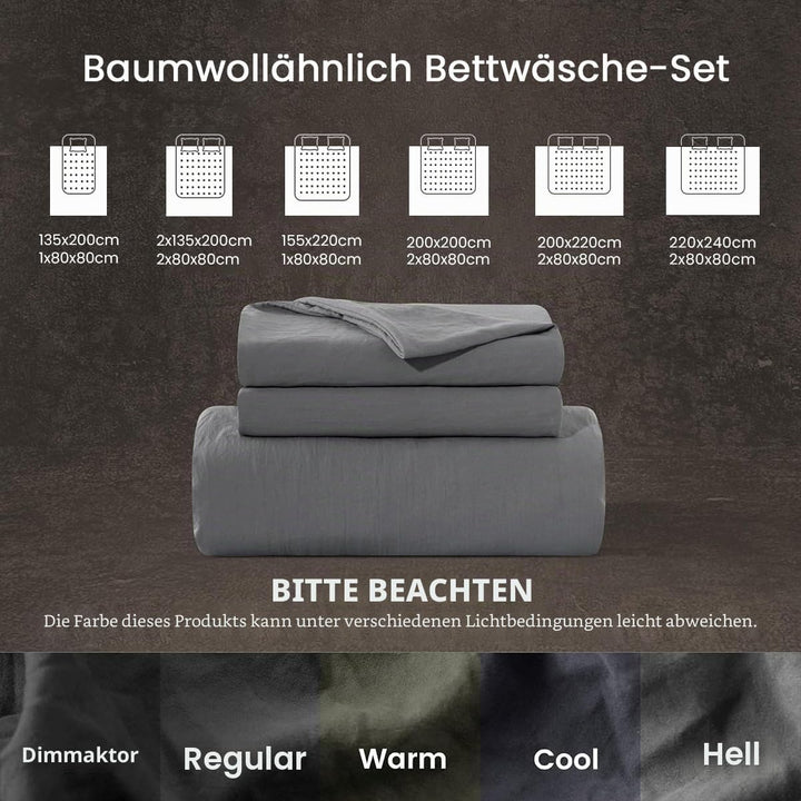 Lanqinglv Bettwäsche 155x220cm Grau Anthrazit Dunkelgrau 100% Weiche und Angenehme Mikrofaser Uni Be